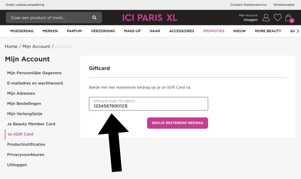 ici paris gift card check saldo